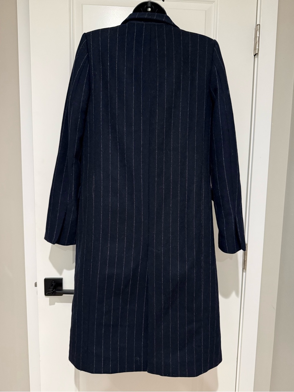 Zara Pinstriped Wool Blend Long Coat - Picture 3 of 9